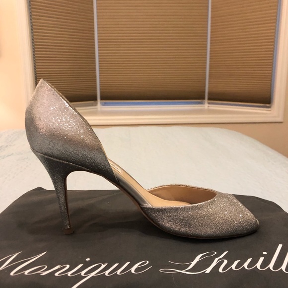 Monique Lhuillier Silver Peep Toe Pumps - Picture 6 of 7